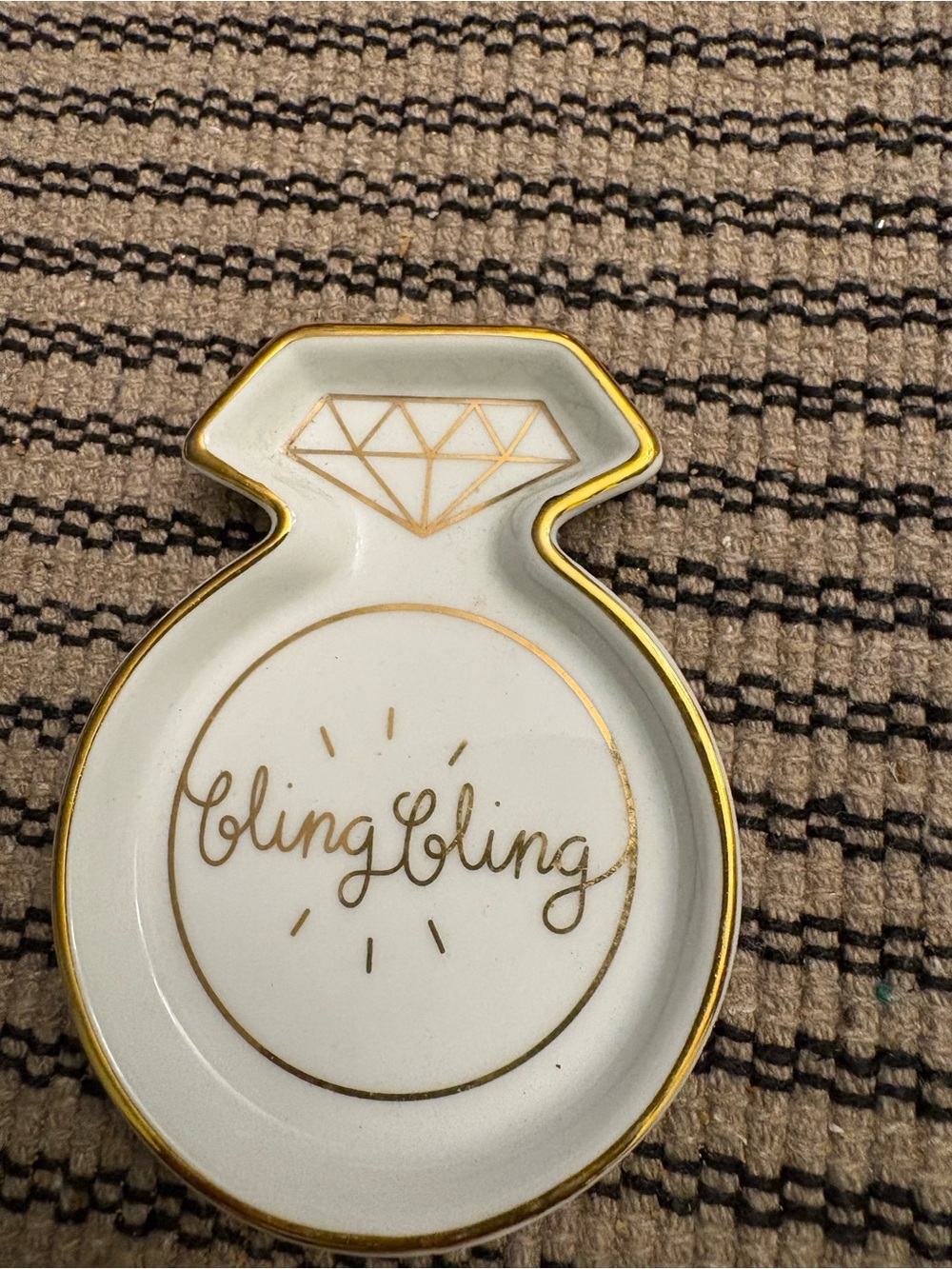 White and Gold 'Cling Cling' Ring Dish - Decorative Jewelry Tray